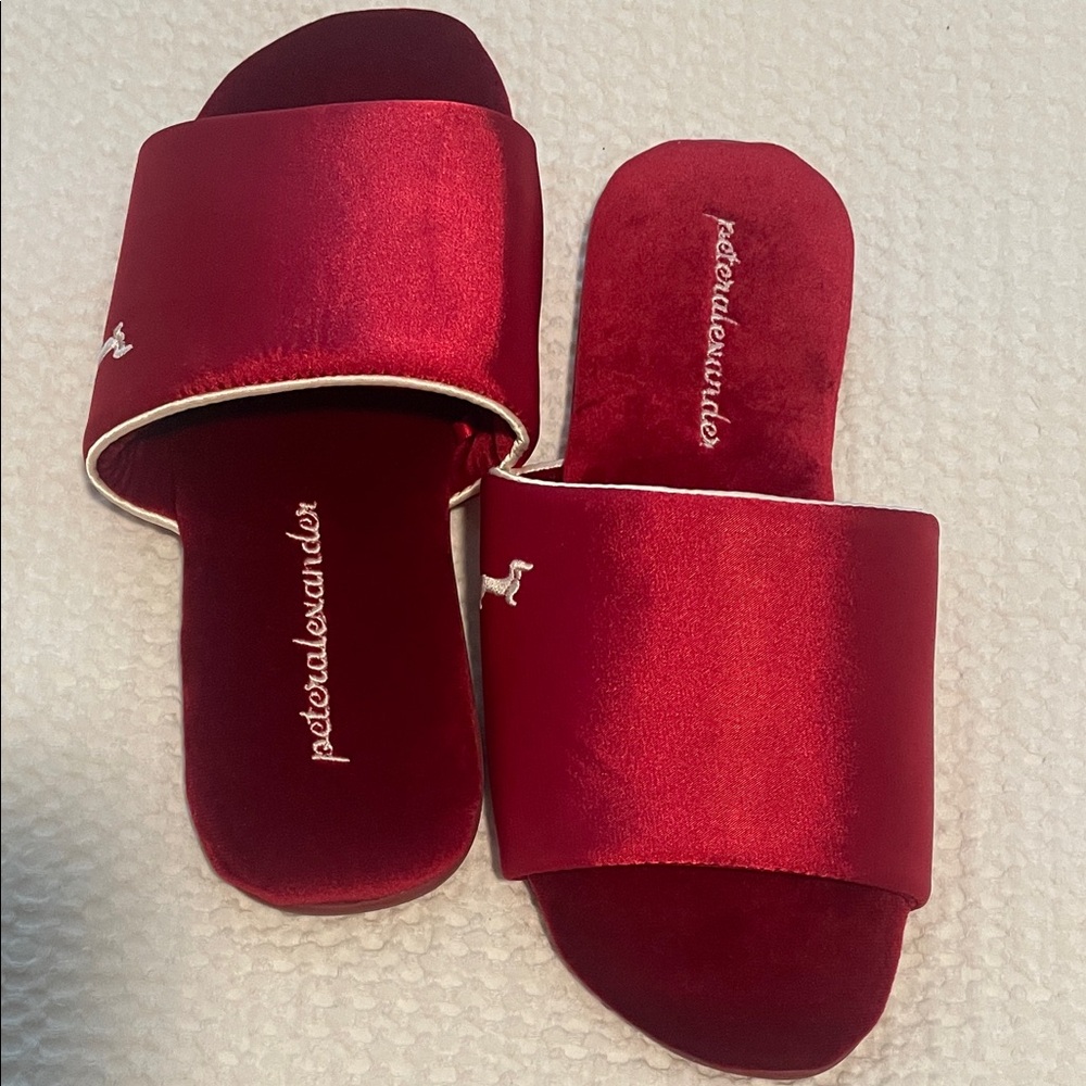 Peter Alexander Rich Red Satin Slippers